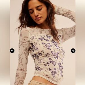 Free People Women’s Long Sleeve Betty’s Garden Top Blouse XS